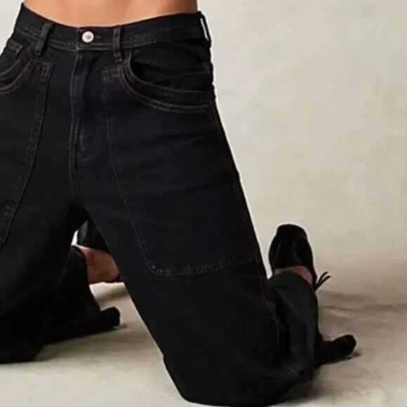 Free People We the Free Piper Mid Rise Crop Wide Leg Jeans NWT Size 26 - Picture 5 of 12